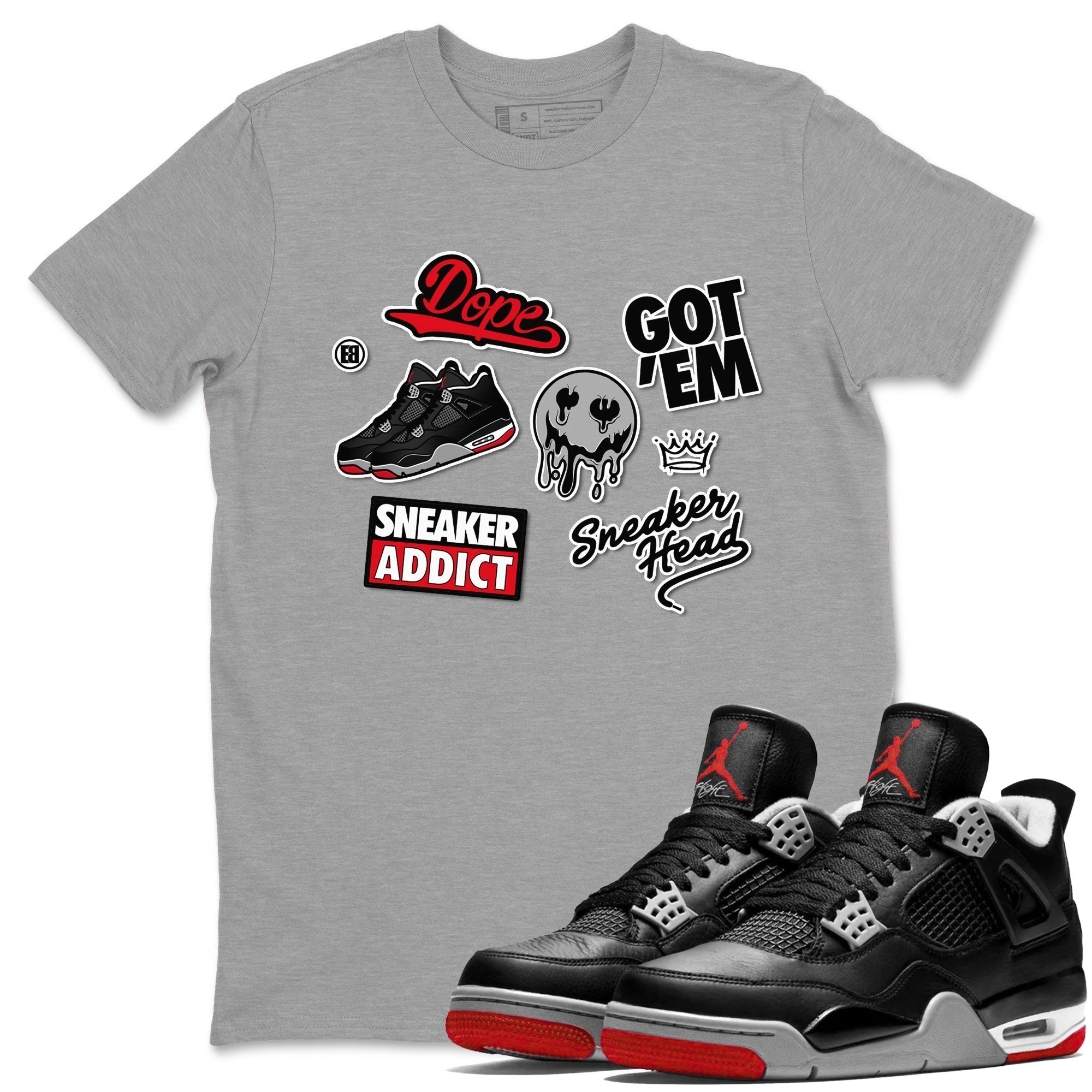 Sneakerhead Sticker Sneaker Tees - Air Jordan 4 Bred Reimagined