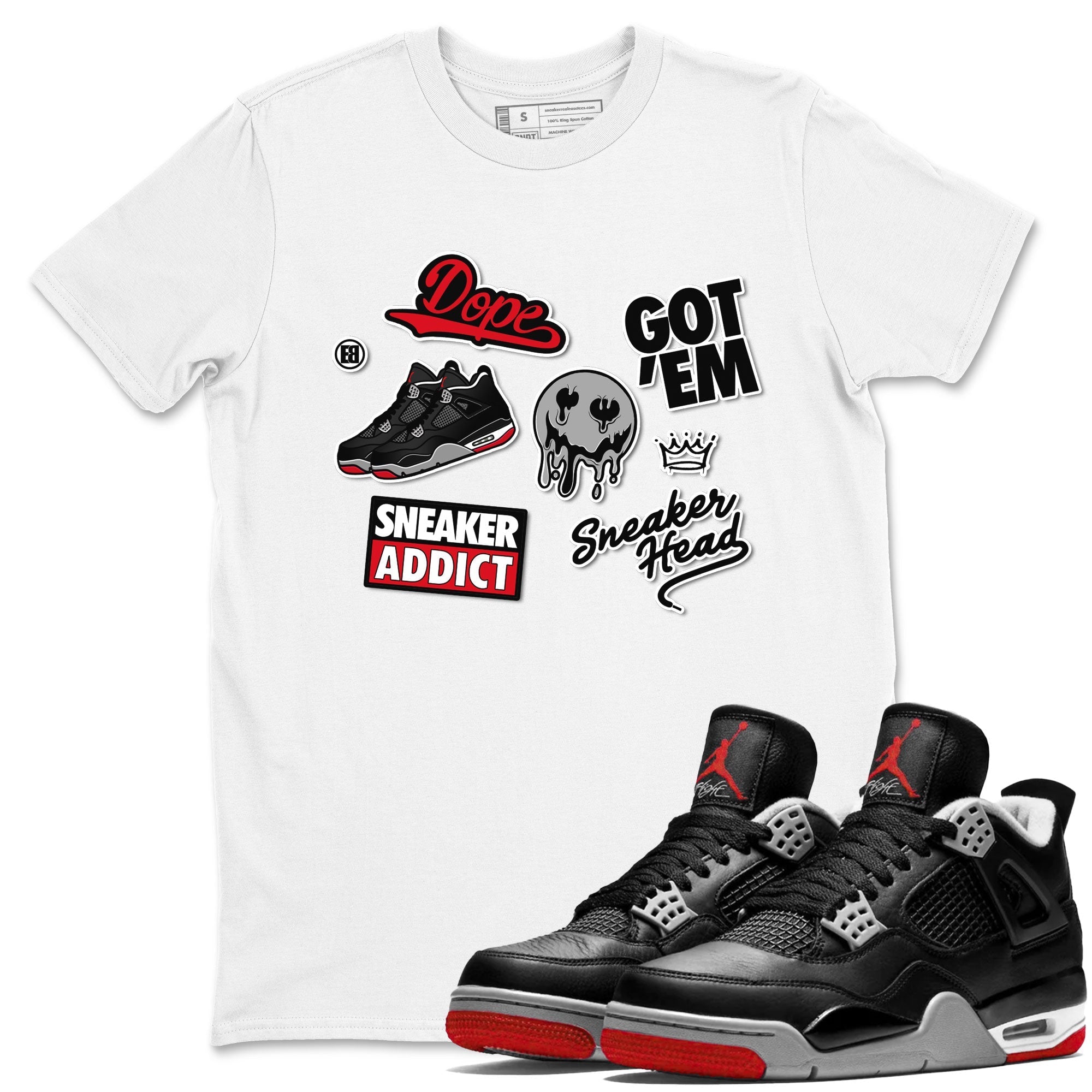 Sneakerhead Sticker Sneaker Tees - Air Jordan 4 Bred Reimagined