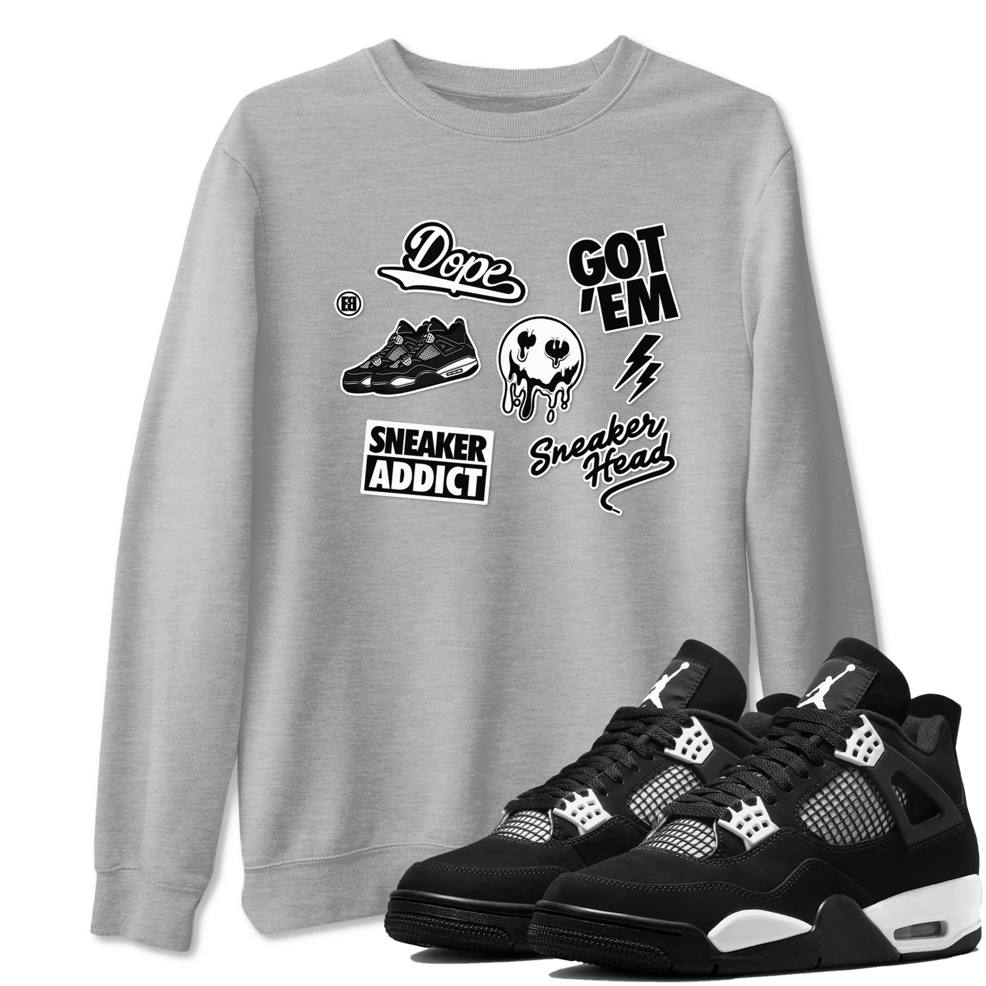 Sneakerhead Sticker Sneaker Tees - Air Jordan 4 White Thunder