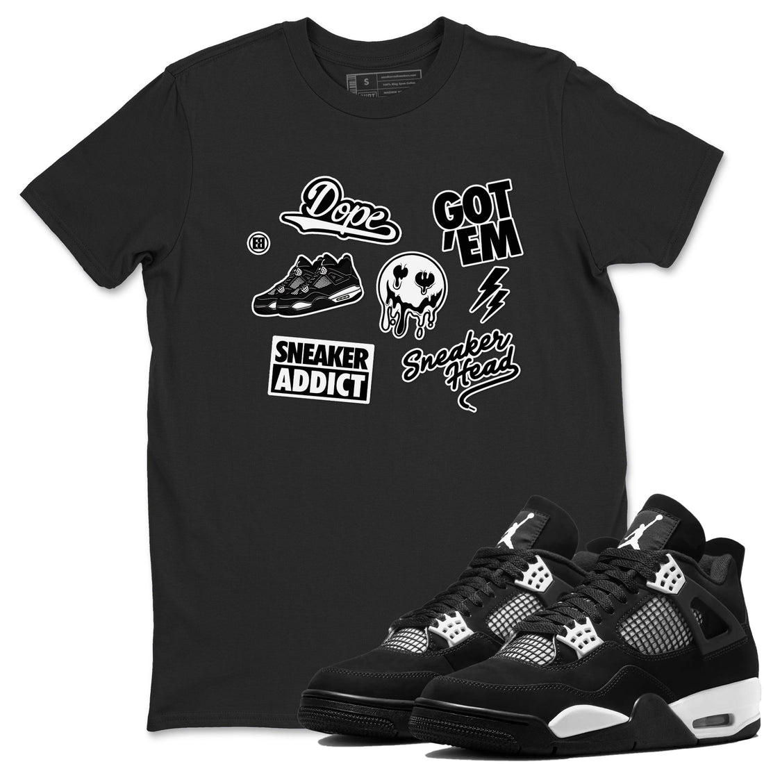 Sneakerhead Sticker Sneaker Tees - Air Jordan 4 White Thunder