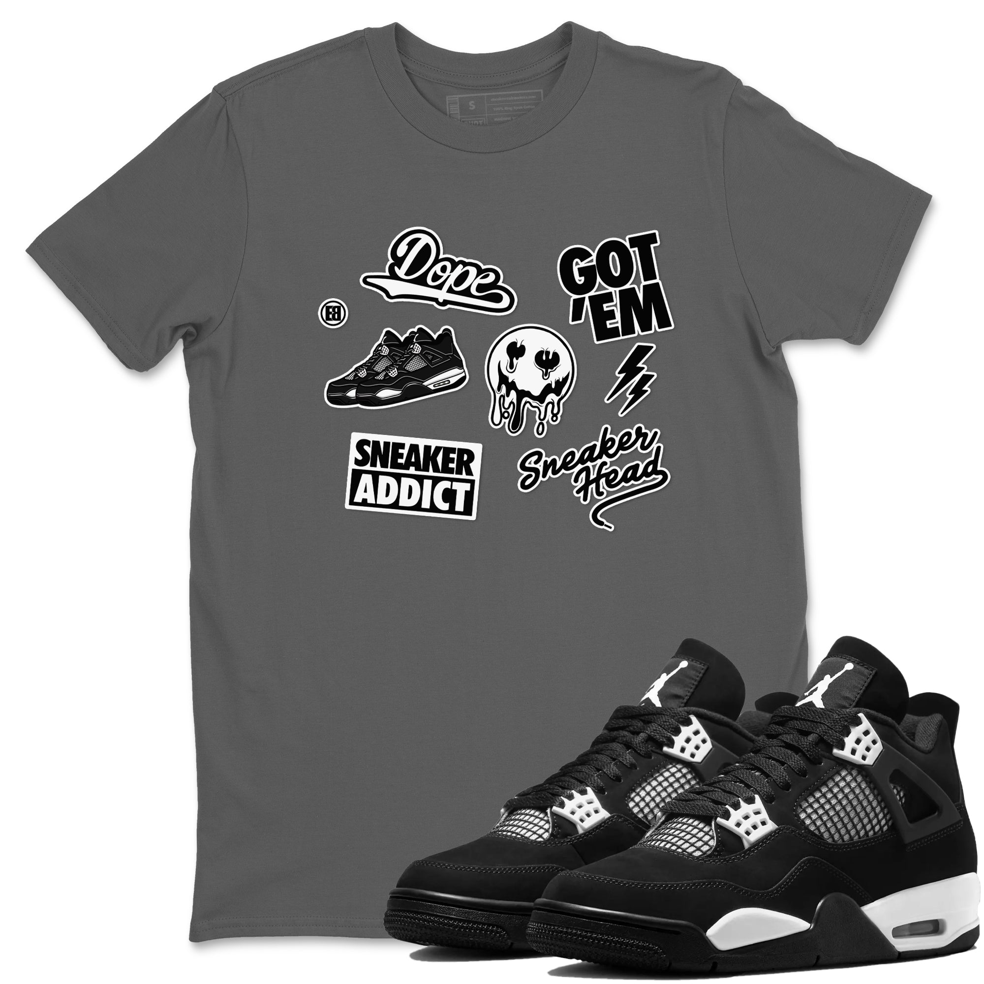 Sneakerhead Sticker Sneaker Tees - Air Jordan 4 White Thunder