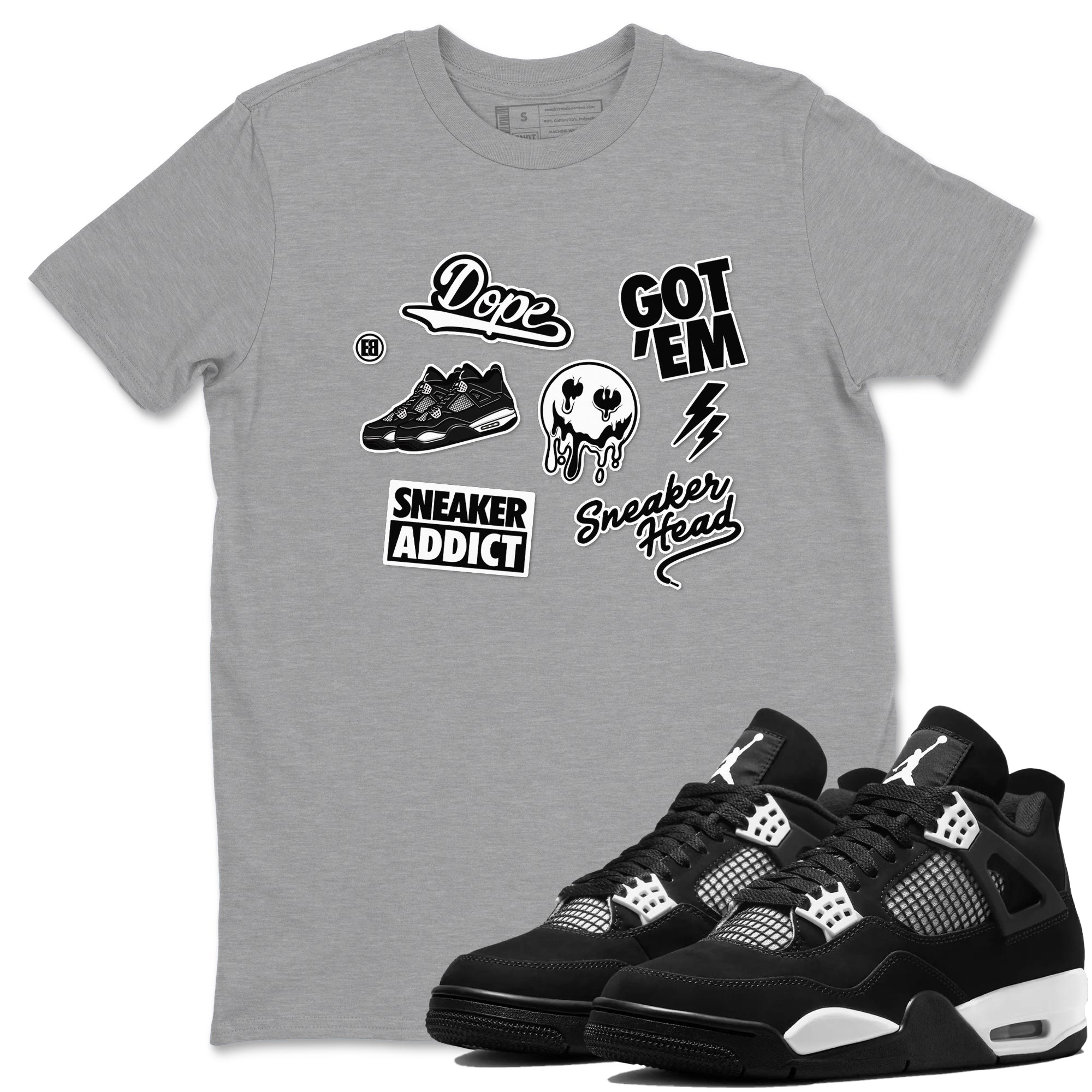 Sneakerhead Sticker Sneaker Tees - Air Jordan 4 White Thunder