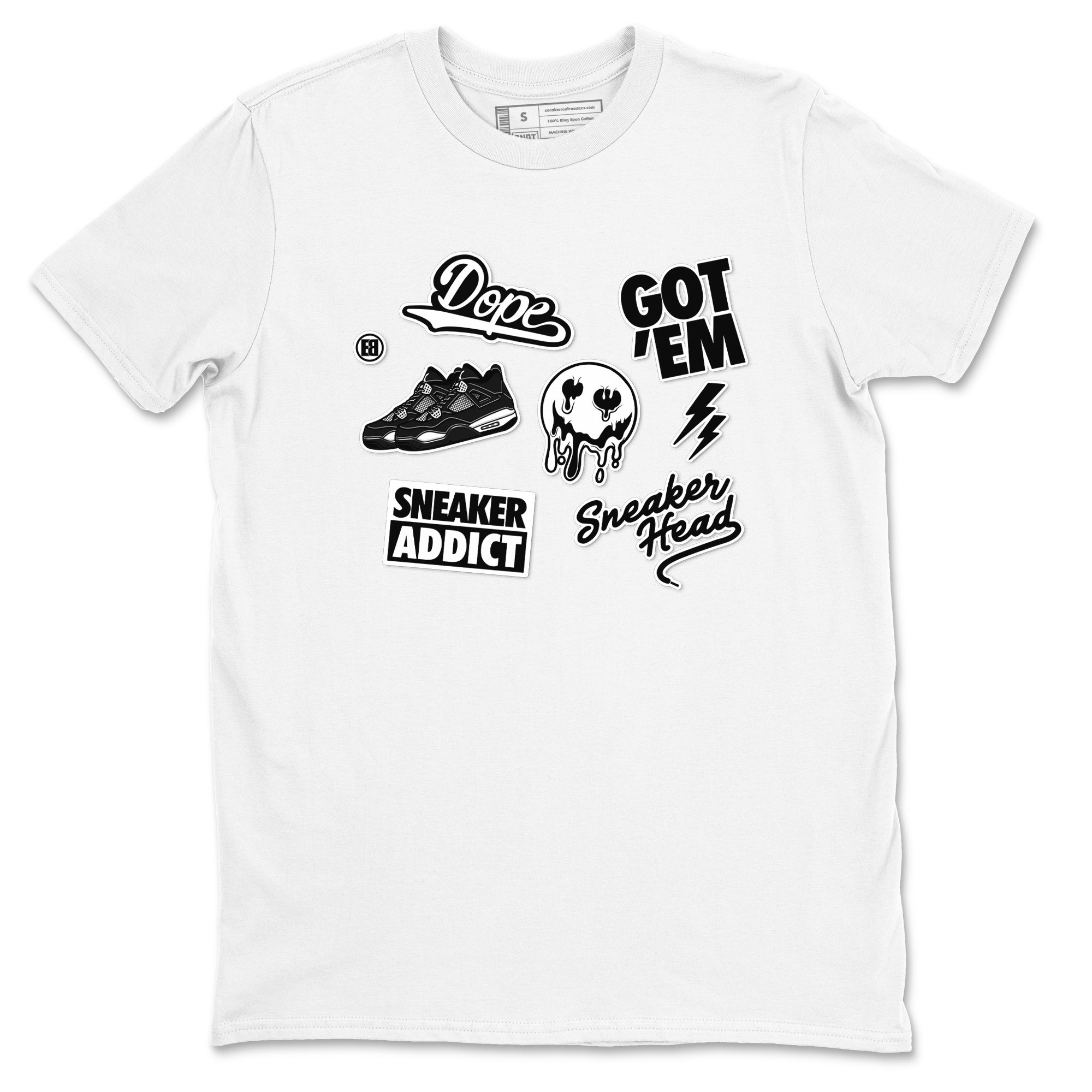 Sneakerhead Sticker Sneaker Tees - Air Jordan 4 White Thunder