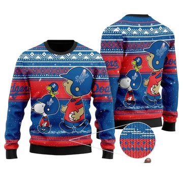 Snoopy And Charlie Brown Los Angeles Dodgers Ugly Christmas Sweater ? Usalast