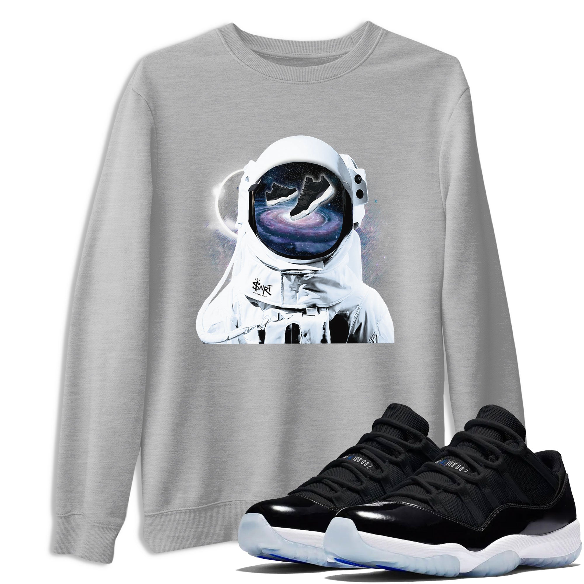 Space Discovery Sneaker Tees - Air Jordan 11 Black and Varsity Royal