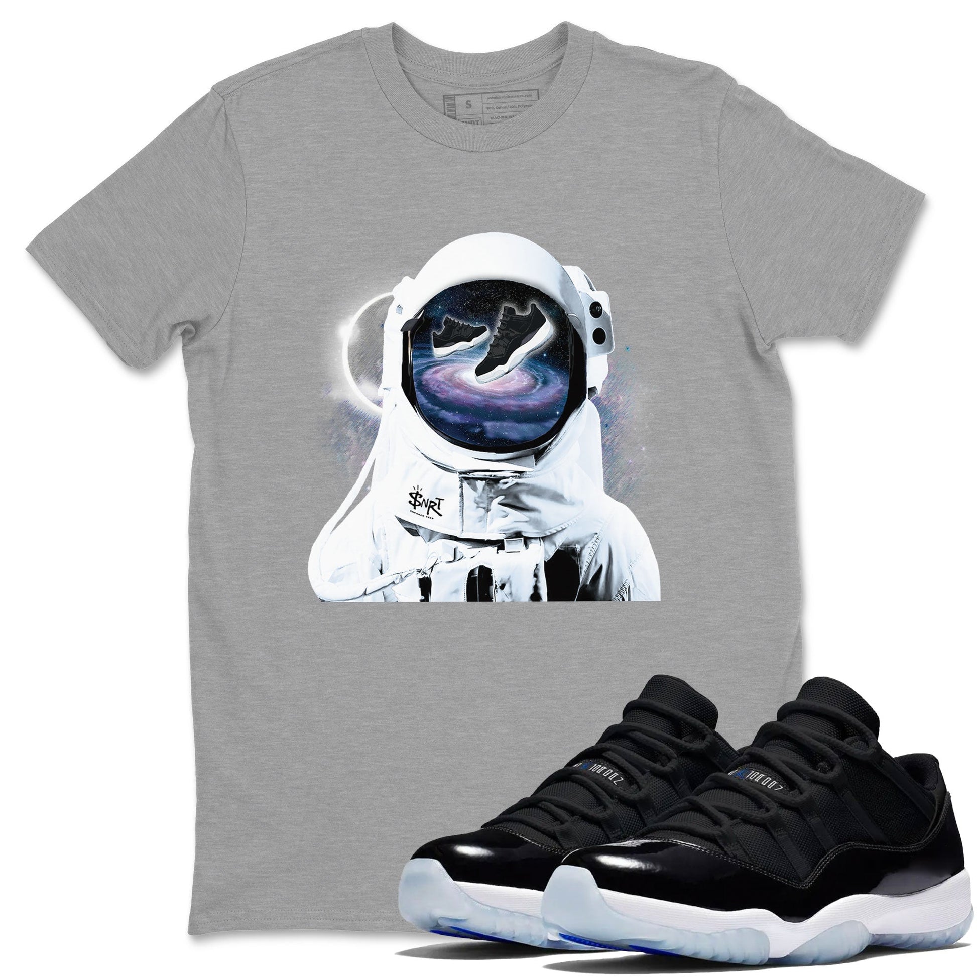 Space Discovery Sneaker Tees - Air Jordan 11 Black and Varsity Royal