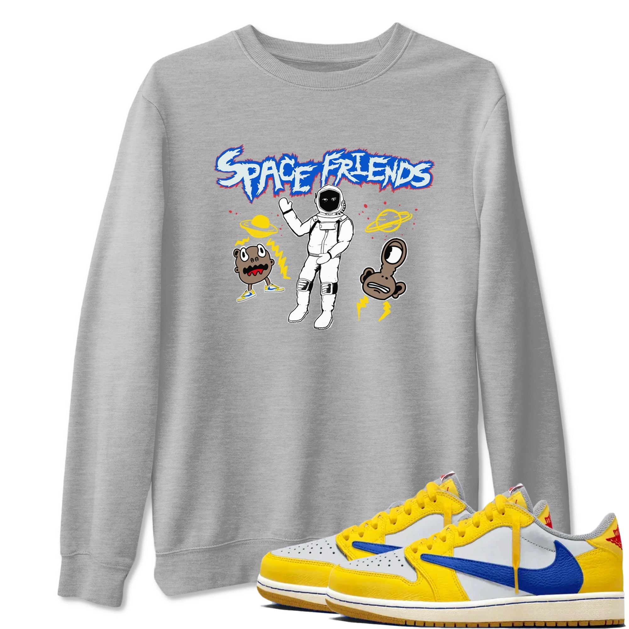 Space Friends Sneaker Tees - Air Jordan 1 Travis Scott Canary
