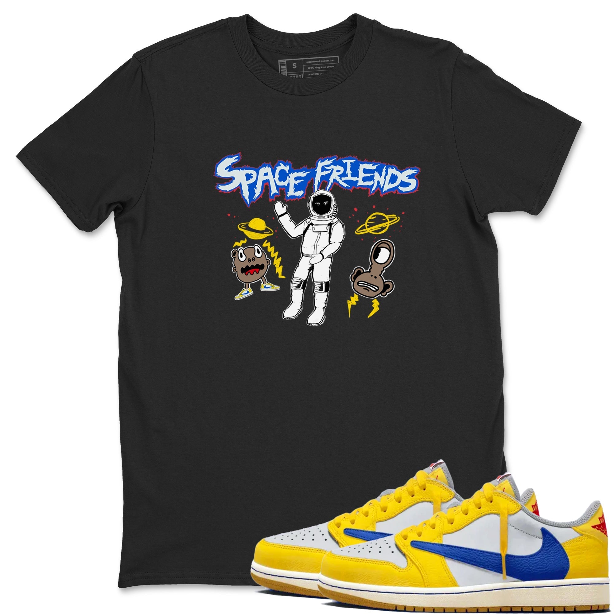 Space Friends Sneaker Tees - Air Jordan 1 Travis Scott Canary