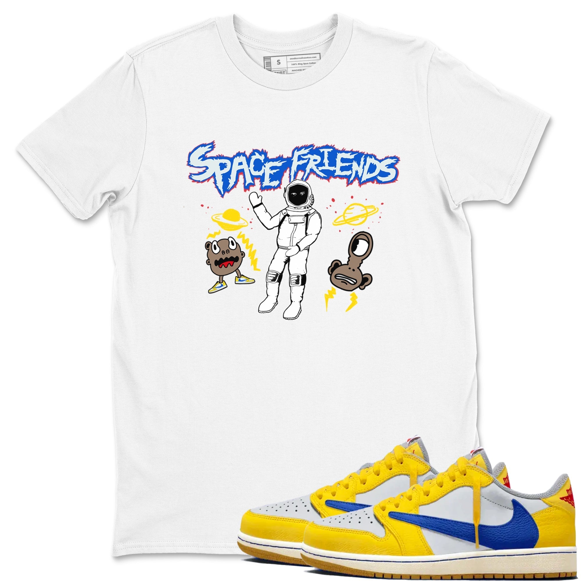 Space Friends Sneaker Tees - Air Jordan 1 Travis Scott Canary