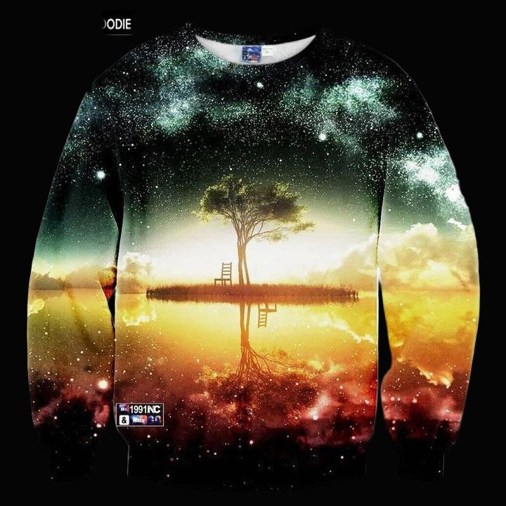 Space Galaxy 3D Sweater Men 3D Hoodies Harajuku Style Funny Print Nightfall Trees Hombre Sudadera Sh4345 ? Usalast