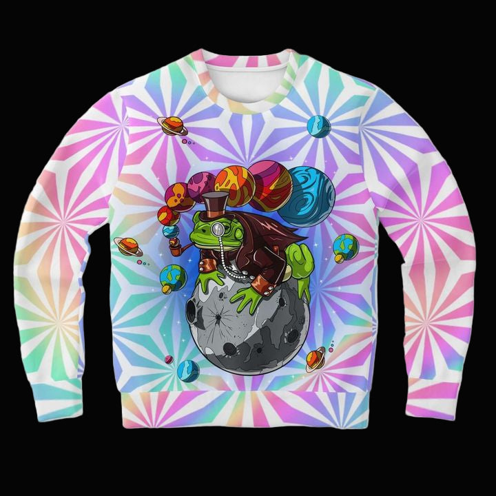 Spase Frog Holographic Psychedelic 3d Ugly Christmas Sweater ? Usalast