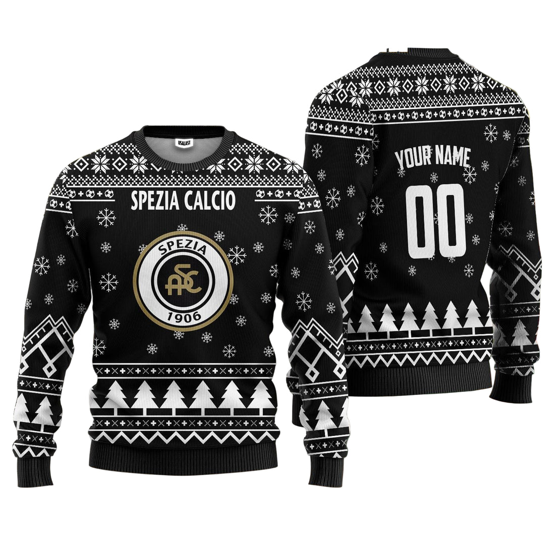 Spezia Calcio Personalized Ugly Christmas Sweater Black Version ? Usalast