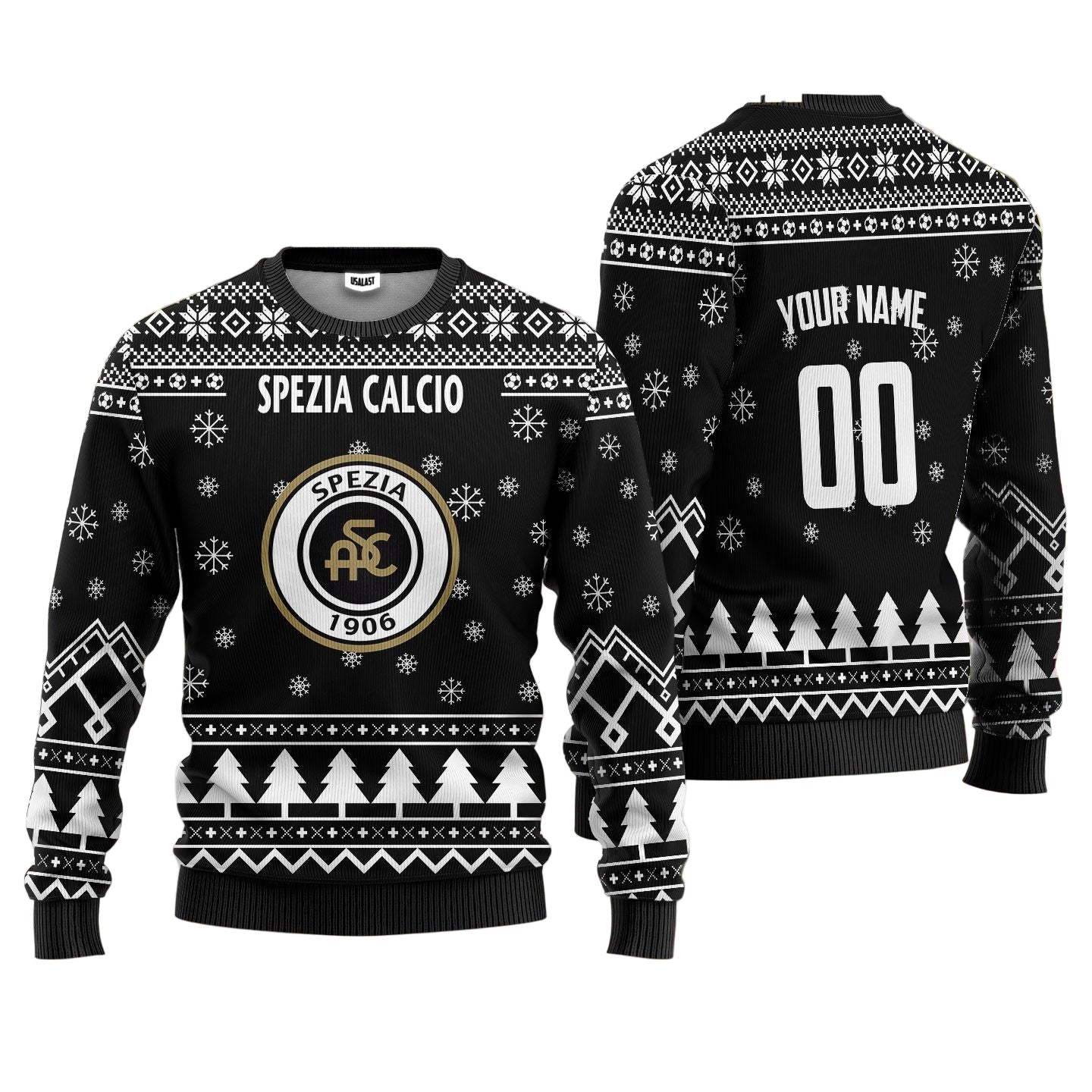 Spezia Calcio Personalized Ugly Christmas Sweater Black Version ? Usalast