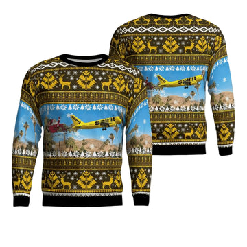 Spirit Airlines Airbus A319 With Santa Over Palm Springs Christmas AOP Sweater ? Usalast
