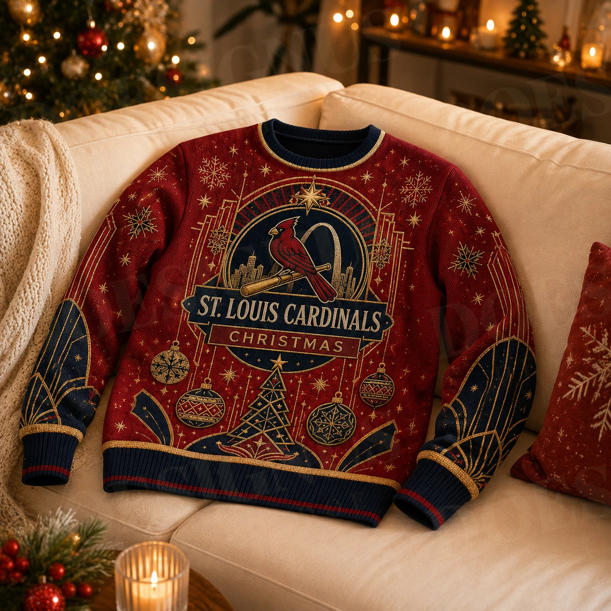 Custom Name And Number St. Louis Cardinals Christmas Ugly Sweater 2026