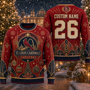 Custom Name And Number St. Louis Cardinals Christmas Ugly Sweater 2026