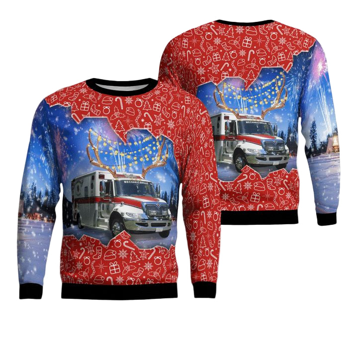 St Marys County Maryland Mechanicsville Volunteer Rescue Squad Christmas Sweater 3D ? Usalast