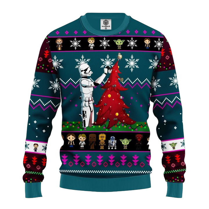 Star Wars And Tree Ugly Christmas Sweater Blue 1 Amazing Gift Idea Thanksgiving Gift ? Usalast