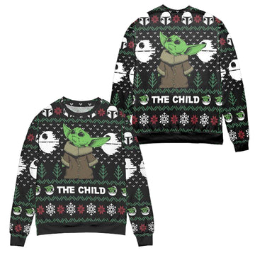 Star Wars Baby Yoda The Child Mandalorian Pattern Ugly Christmas Sweater ? Black ? Usalast