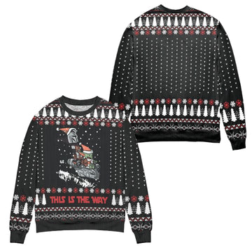 Star Wars Boba Fett Baby Yoda This Is The Way Pine Tree Pattern Ugly Christmas Sweater ? Black ? Usalast