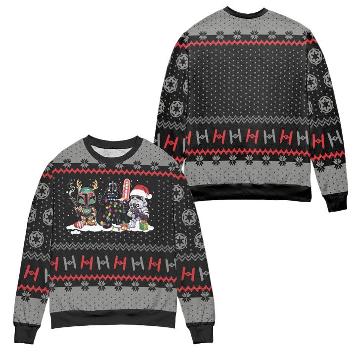 Star Wars Darth Vader Stormtrooper Boba Fett Xmas Pattern Ugly Christmas Sweater ? Black ? Usalast