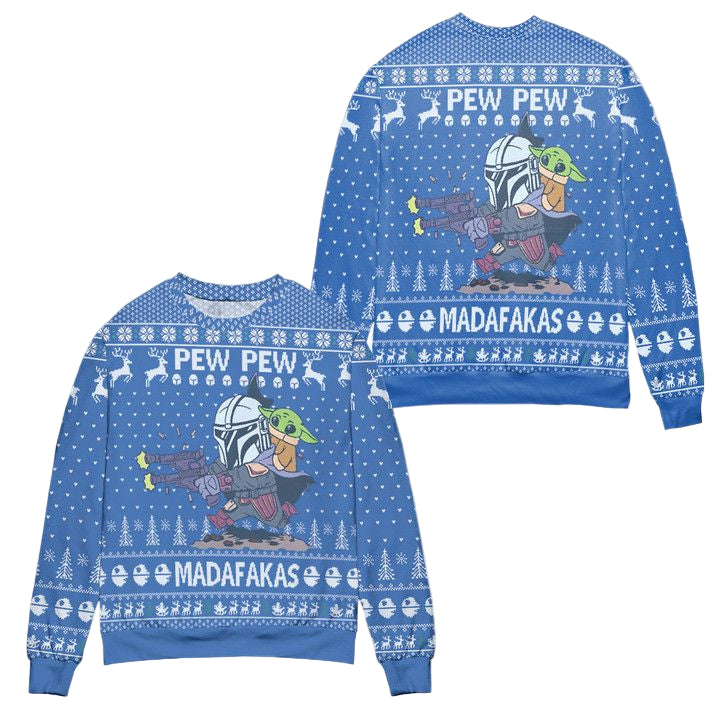 Star Wars Pew Pew Madafakas Ugly Christmas Sweater ? Blue ? Usalast