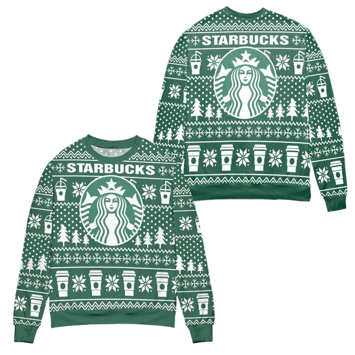 Starbucks Logo Christmas Pattern Ugly Christmas Sweater ? Green ? Usalast