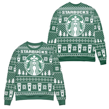 Starbucks Logo Christmas Pattern Ugly Christmas Sweater ? Green ? Usalast