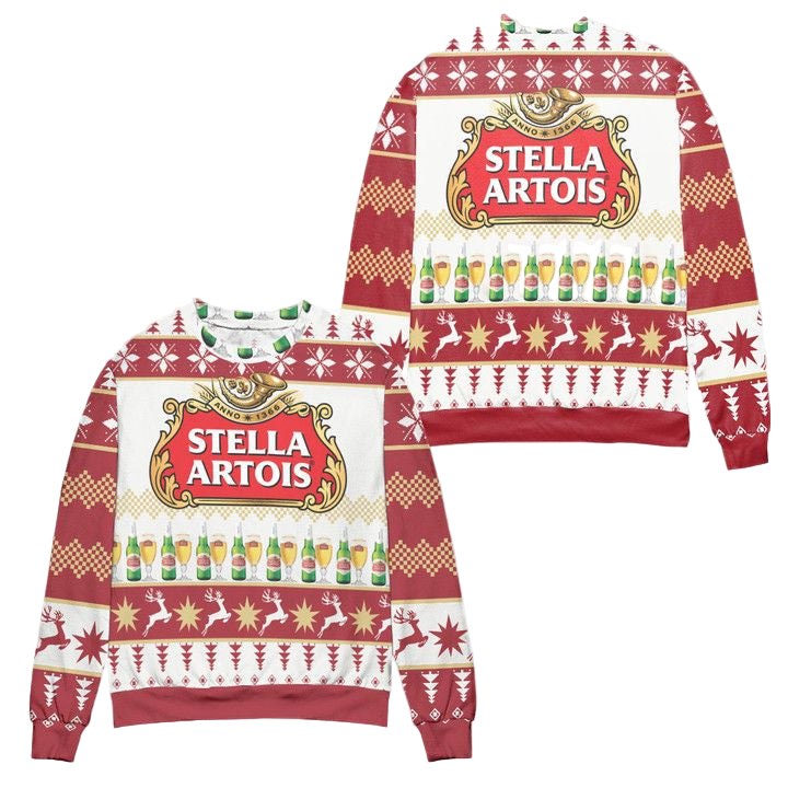 Stella Artois Beer Logo Christmas Pattern Ugly Christmas Sweater ? Usalast