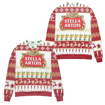 Stella Artois Beer Logo Christmas Pattern Ugly Christmas Sweater ? Usalast