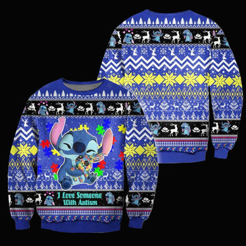 Stitch I Love Someone With Autism Wool Sweater Christmas Gift ? Usalast