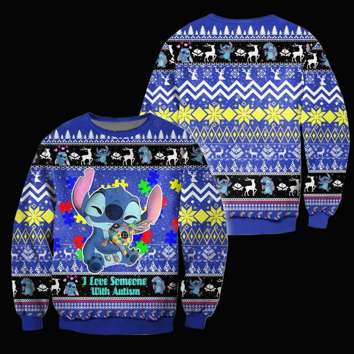 Stitch I Love Someone With Autism Wool Sweater Christmas Gift ? Usalast