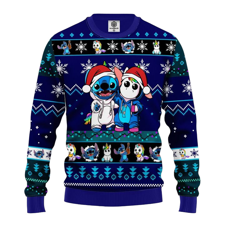 Stitch Unicorn Ugly Christmas Sweater Blue 1 Amazing Gift Idea Thanksgiving Gift ? Usalast