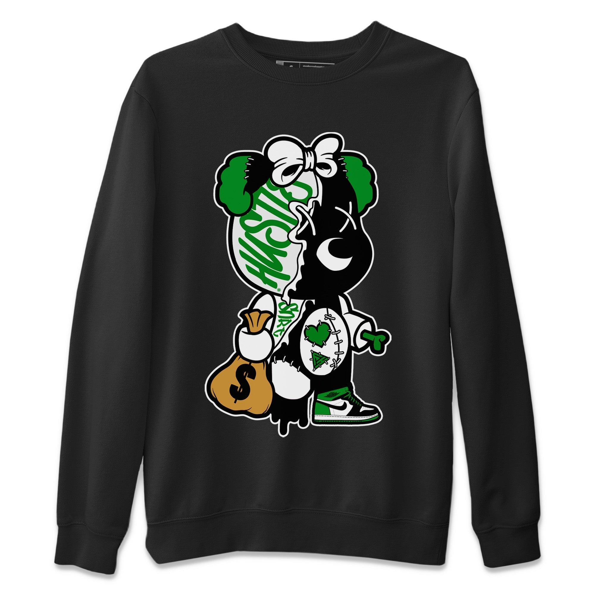 Stitched Hustle Bear Unisex Tops - Air Jordan 1 Celtics