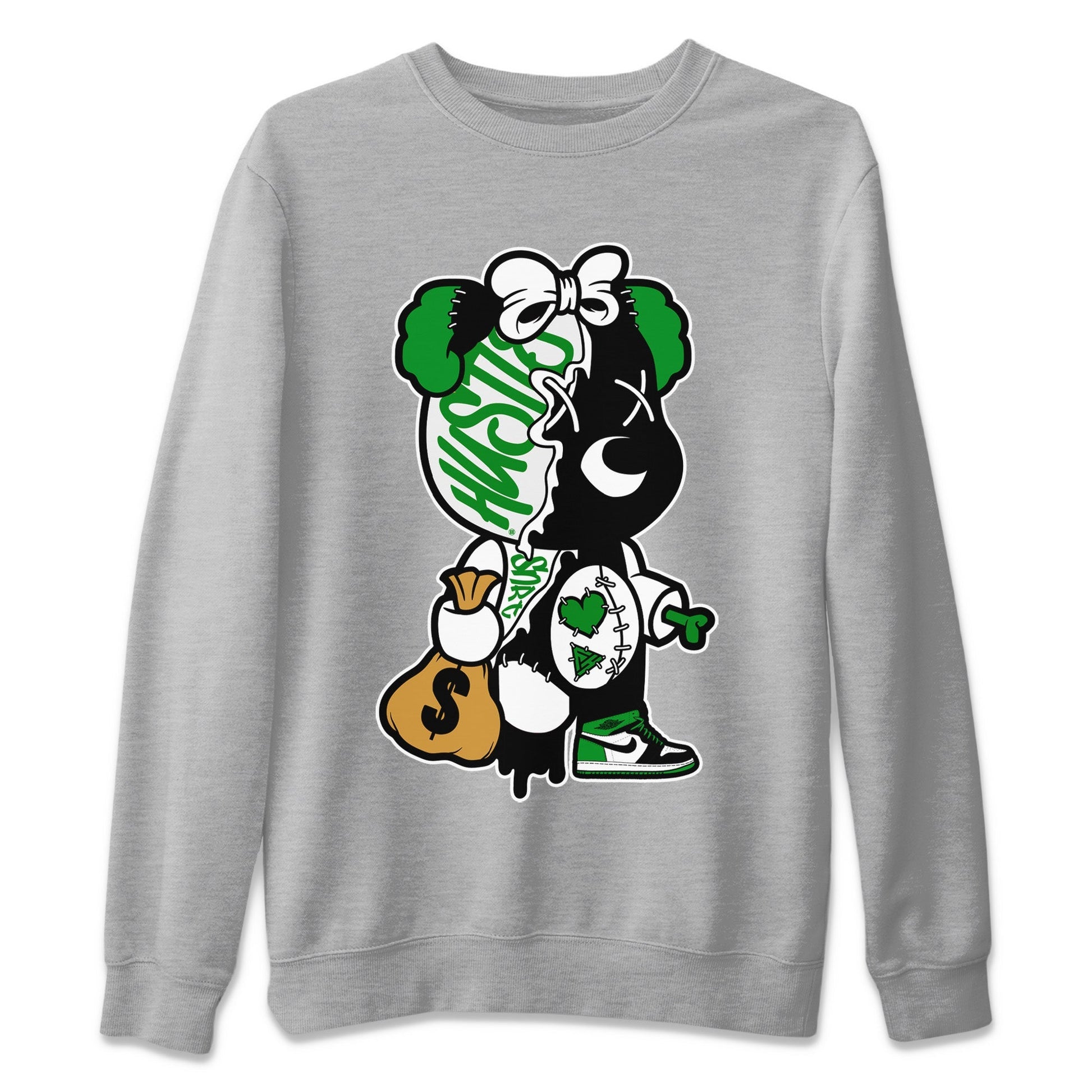Stitched Hustle Bear Unisex Tops - Air Jordan 1 Celtics
