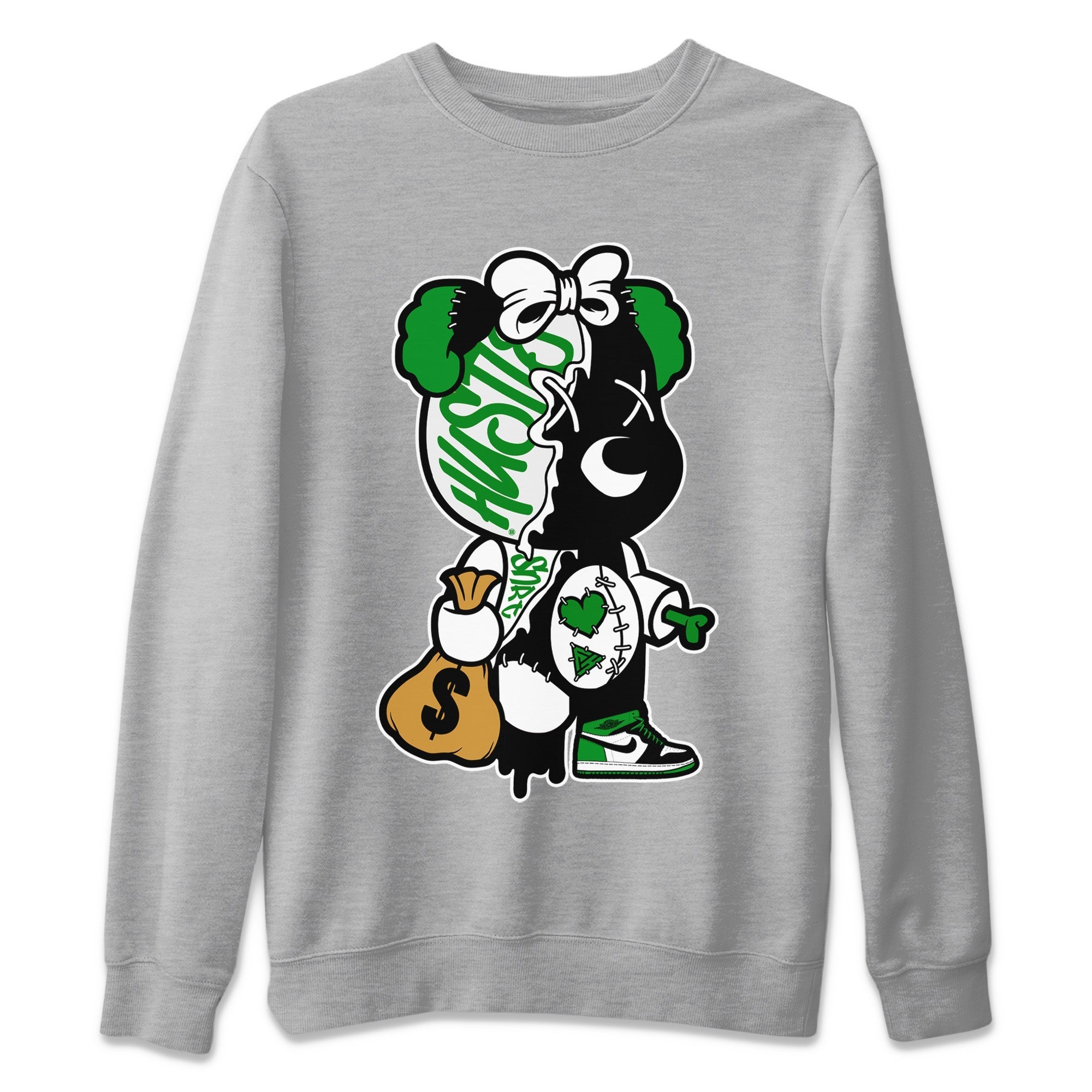 Stitched Hustle Bear Unisex Tops - Air Jordan 1 Celtics