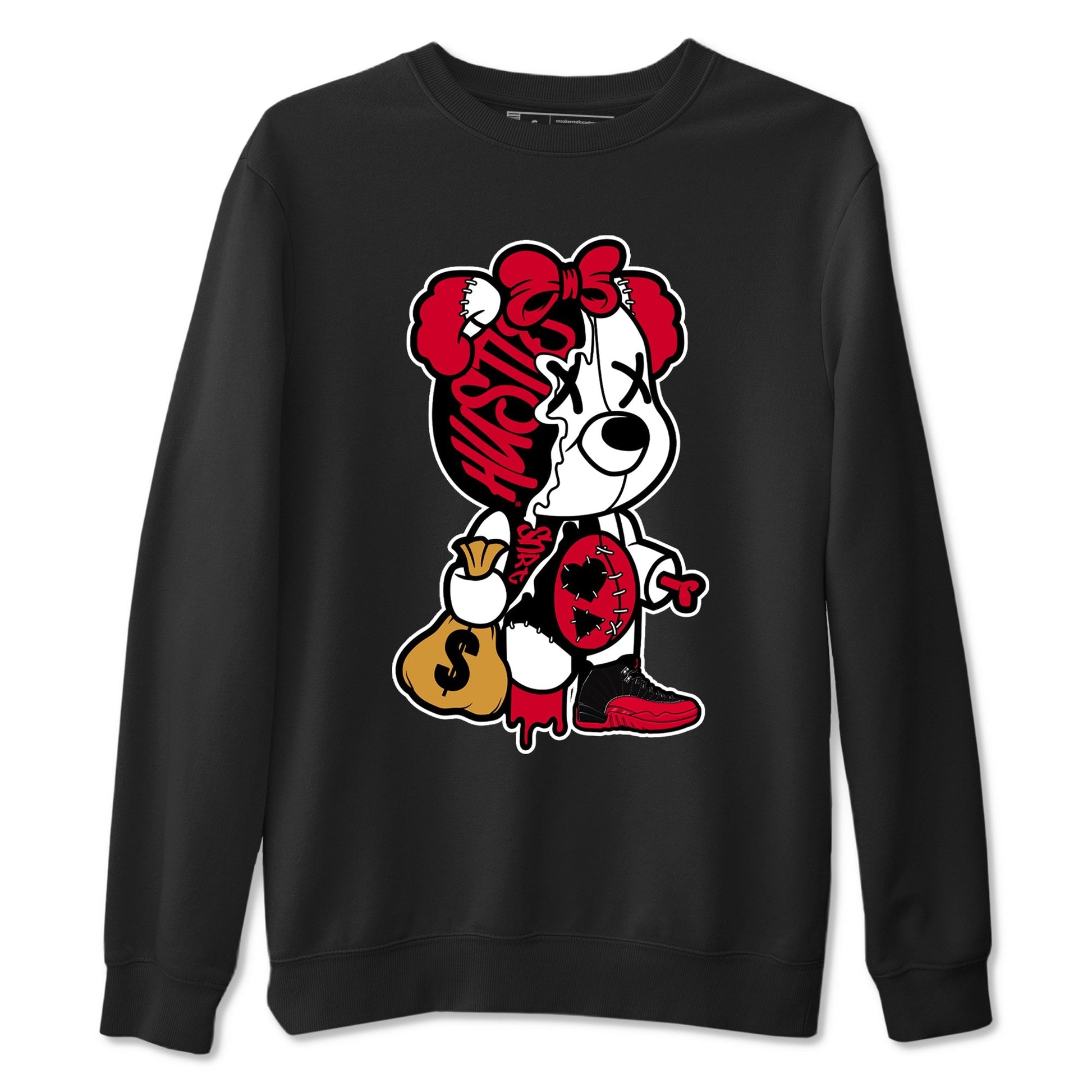 Stitched Hustle Bear Sneaker Tees - Air Jordan 12 Flu Game