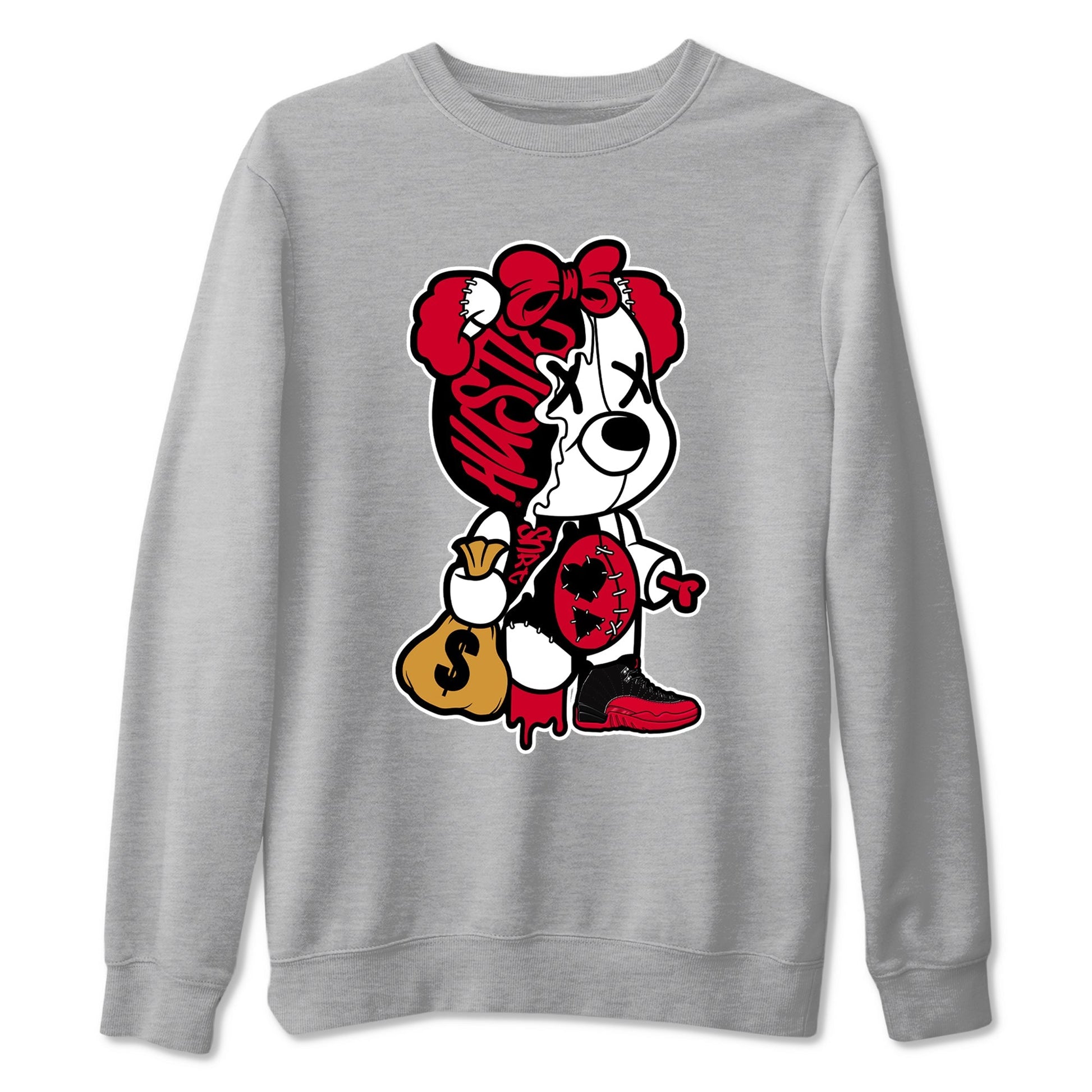 Stitched Hustle Bear Sneaker Tees - Air Jordan 12 Flu Game