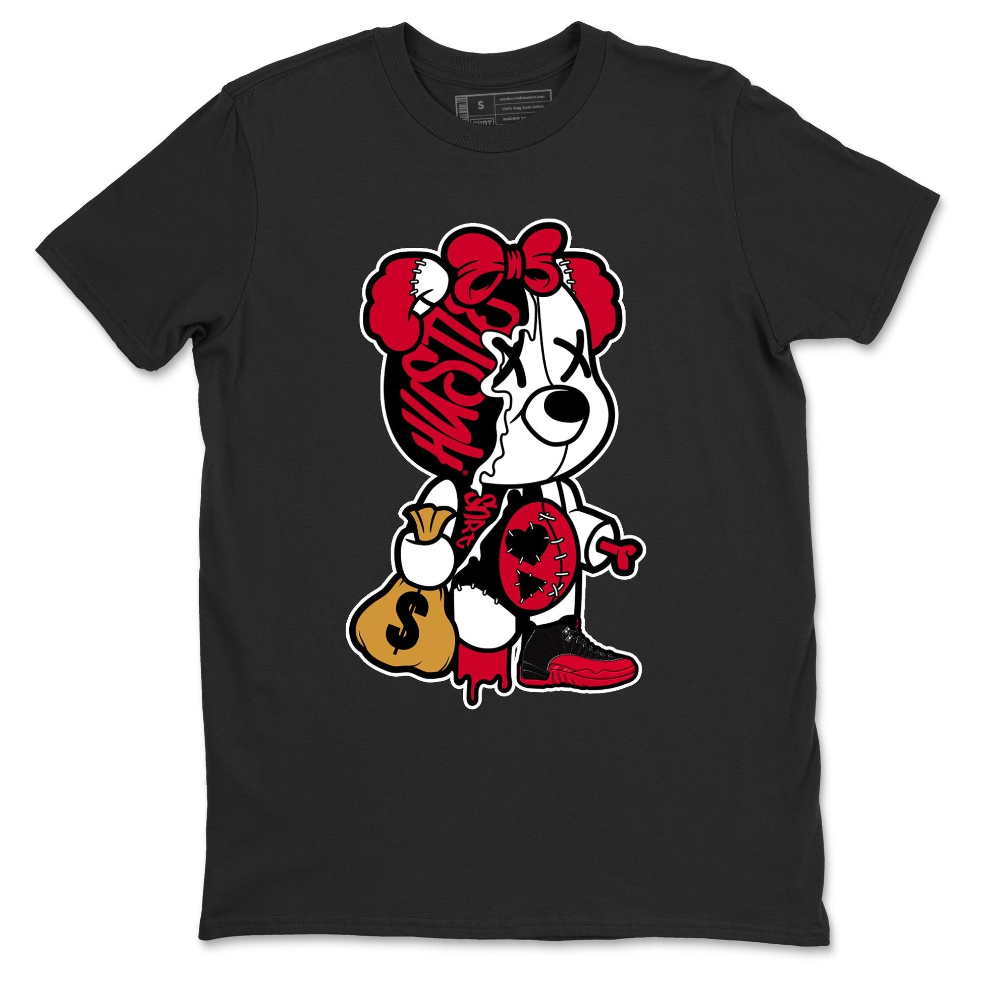 Stitched Hustle Bear Sneaker Tees - Air Jordan 12 Flu Game
