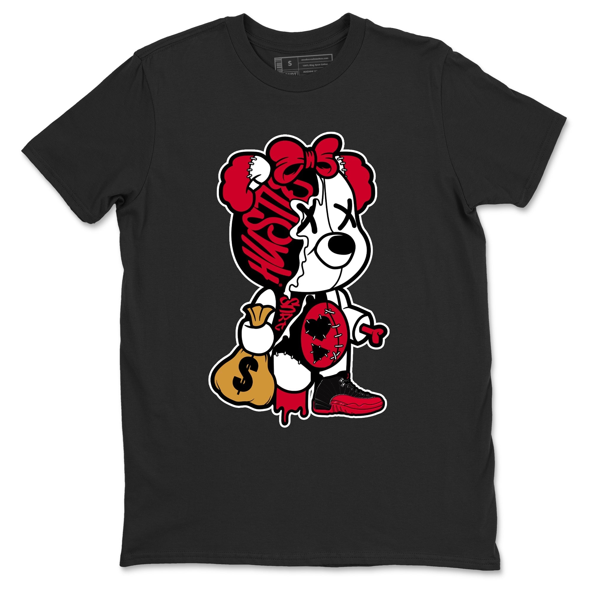 Stitched Hustle Bear Sneaker Tees - Air Jordan 12 Flu Game