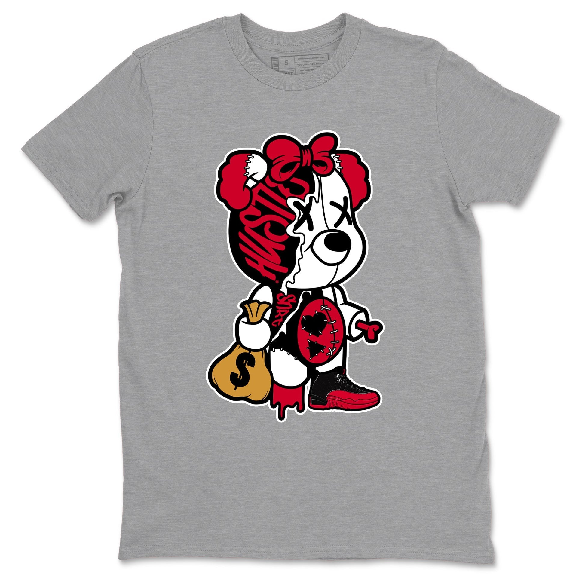 Stitched Hustle Bear Sneaker Tees - Air Jordan 12 Flu Game