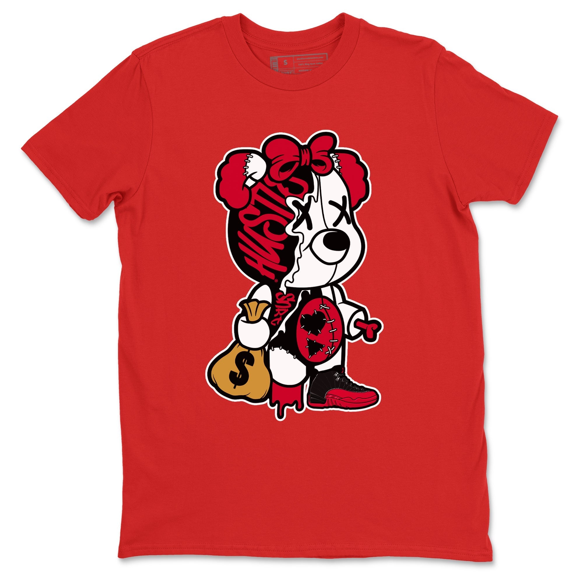 Stitched Hustle Bear Sneaker Tees - Air Jordan 12 Flu Game
