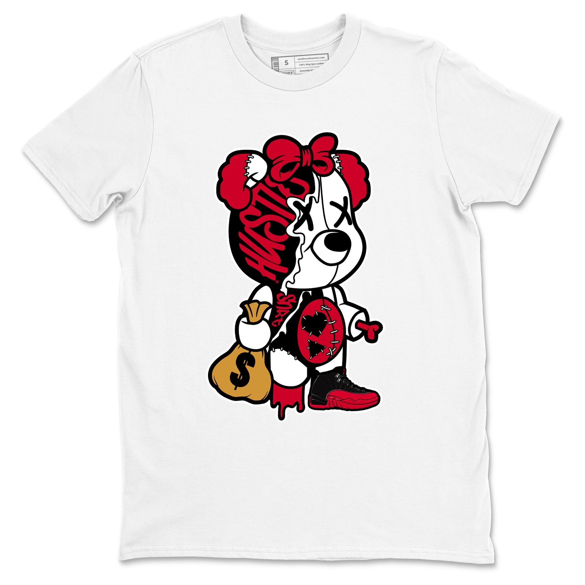 Stitched Hustle Bear Sneaker Tees - Air Jordan 12 Flu Game
