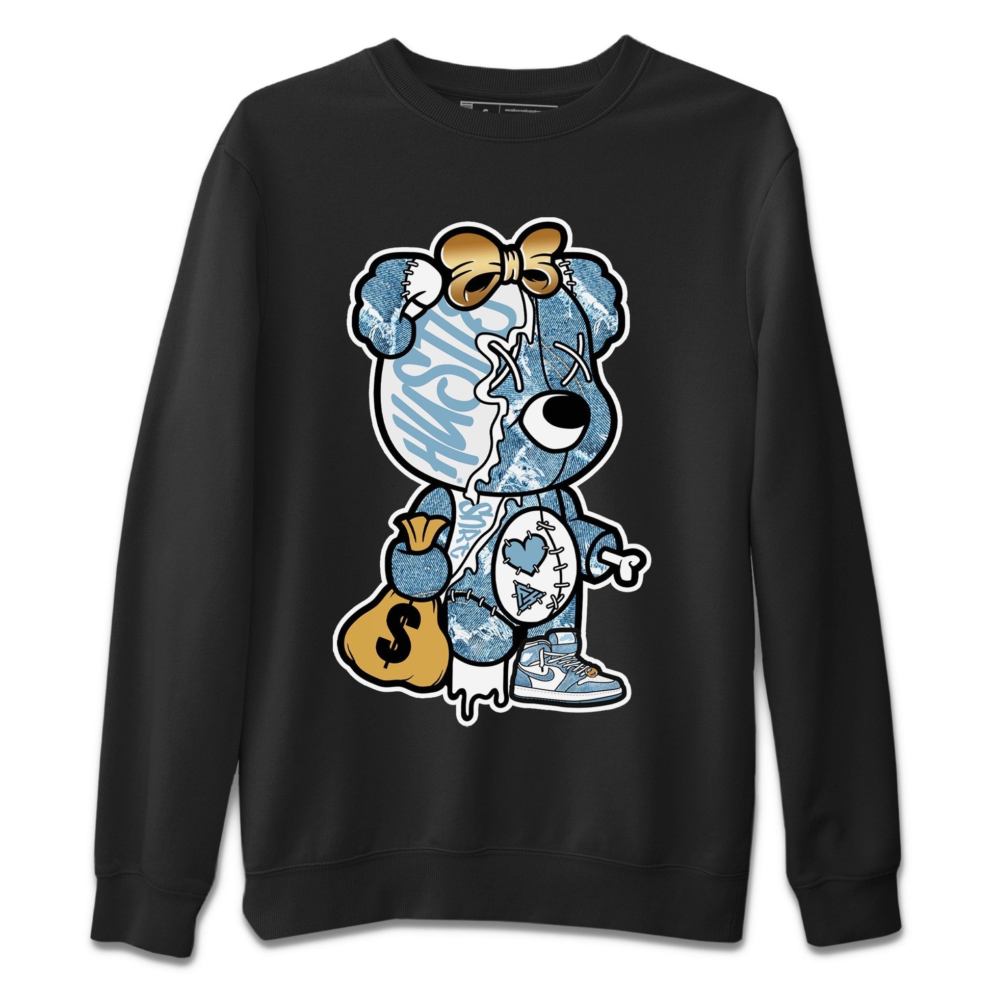 Stitched Hustle Bear Unisex Tops - Air Jordan 1 Denim