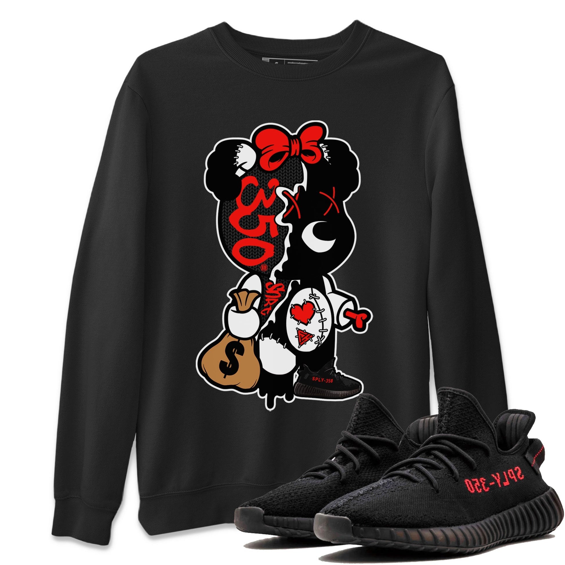 Stitched Hustle Bear Sneaker Tee - Yeezy 350 Bred