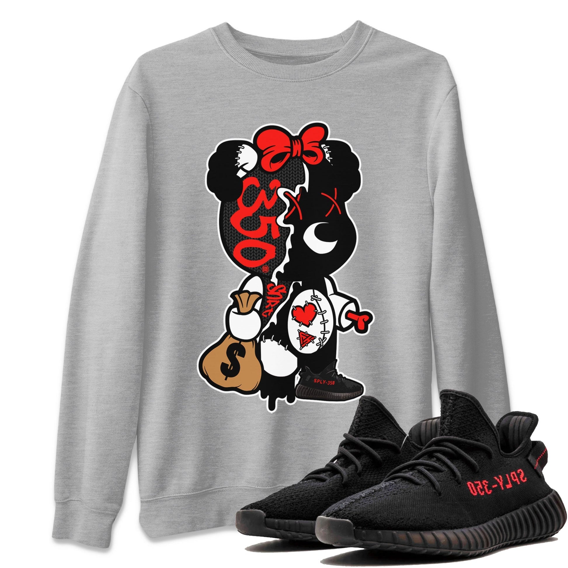 Stitched Hustle Bear Sneaker Tee - Yeezy 350 Bred