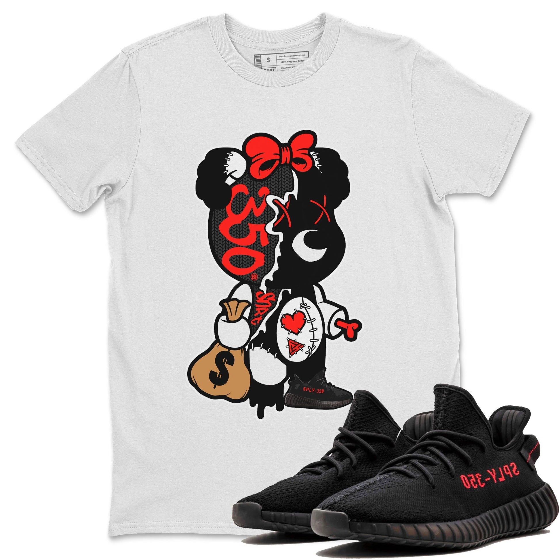 Stitched Hustle Bear Sneaker Tee - Yeezy 350 Bred