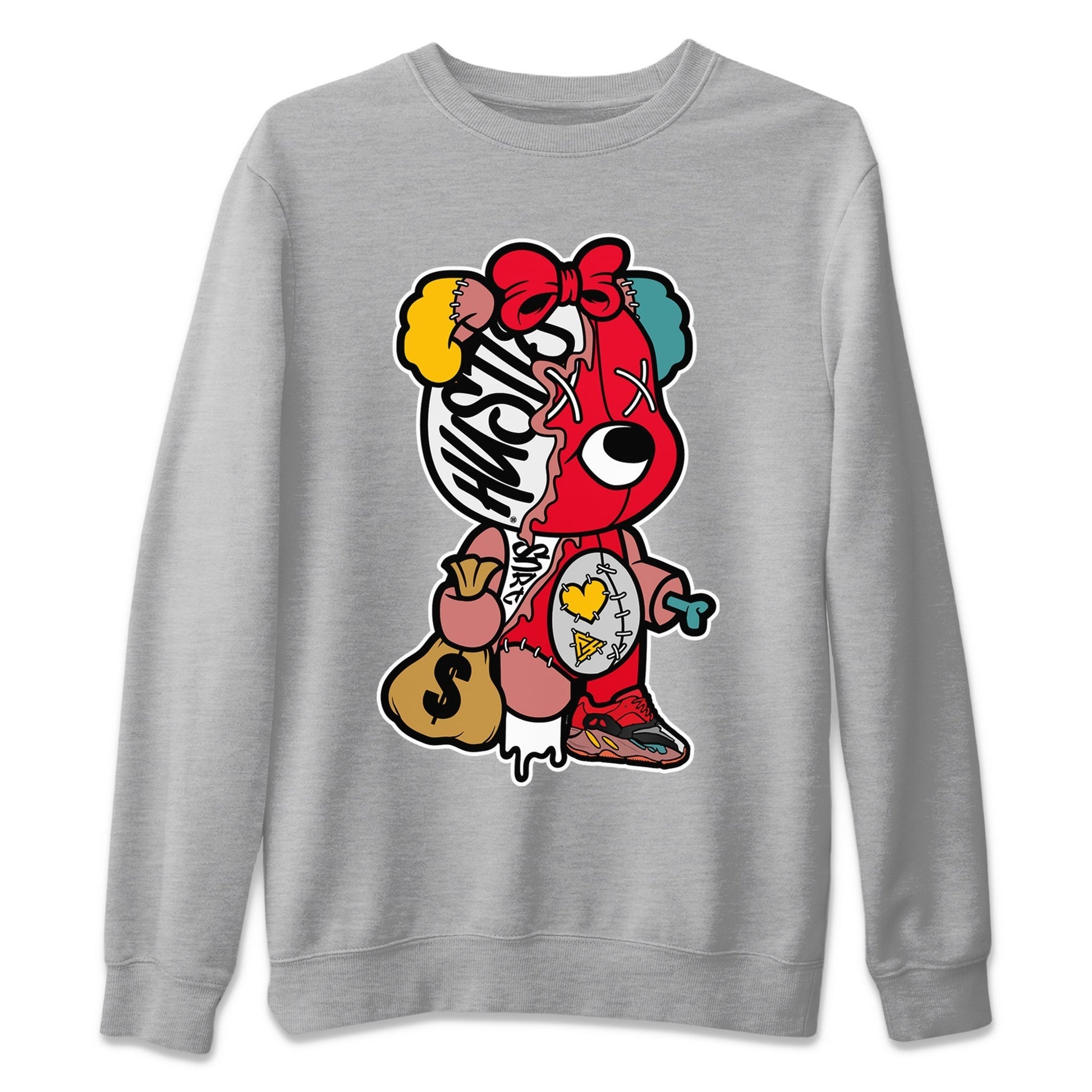 Stitched Hustle Bear Unisex Tops - Yeezy 700 Hi-Res Red