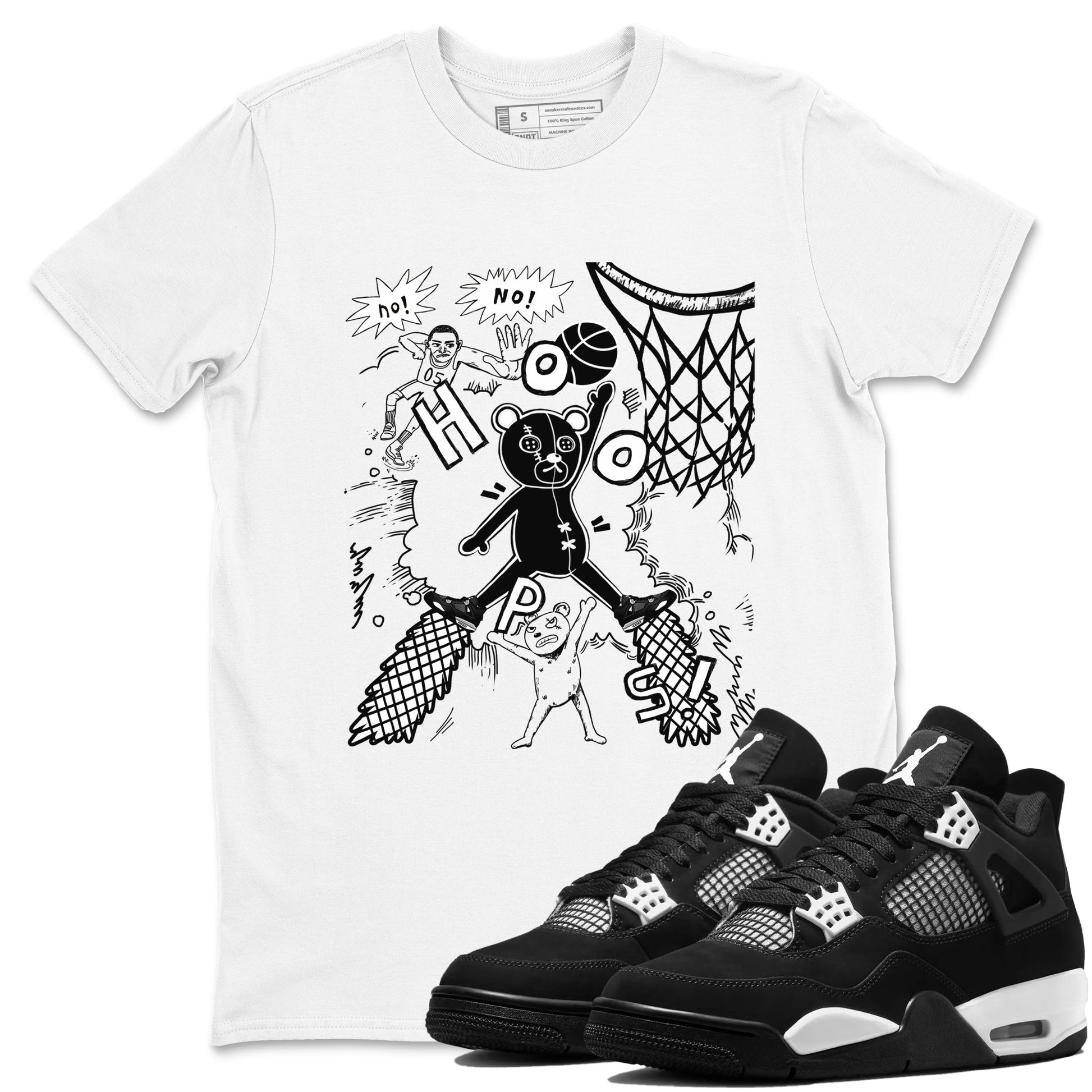 Stop The Bear Sneaker Tees - Air Jordan 4 White Thunder