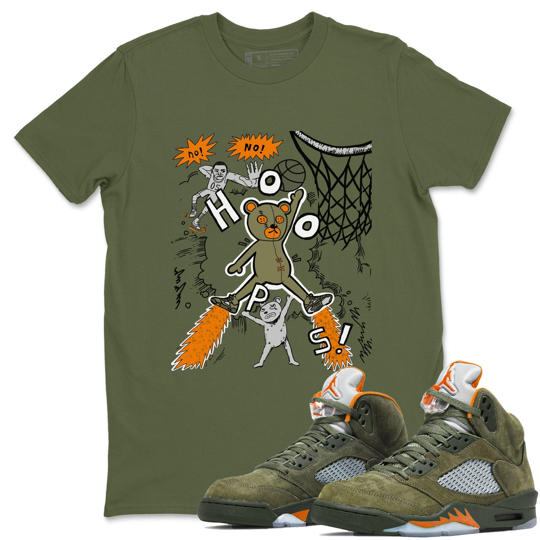 Stop The Bear Sneaker Tees - Air Jordan 5 Olive